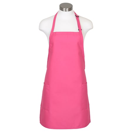 Deltaplus Bib Apron, Two Patch Pockets, F53, Raspberry 82814